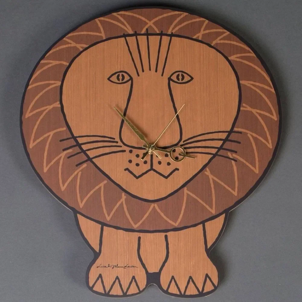 MEDICOM X KARIMOKU X SYNC X LISA LARSON LION WALL CLOCK (BROWN) Wood NWT